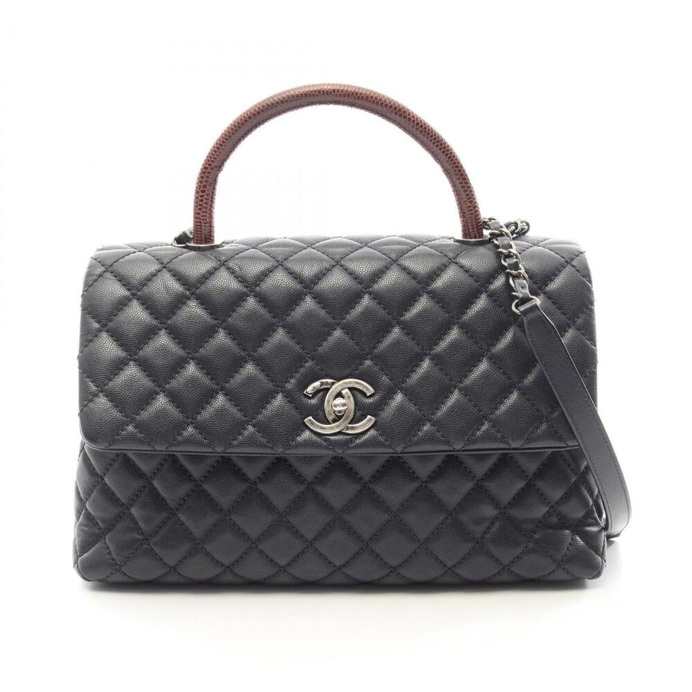 Chanel Matelassé Coco Handle 2-Way Handbag, Caviar Leather (Grained Calfskin)...